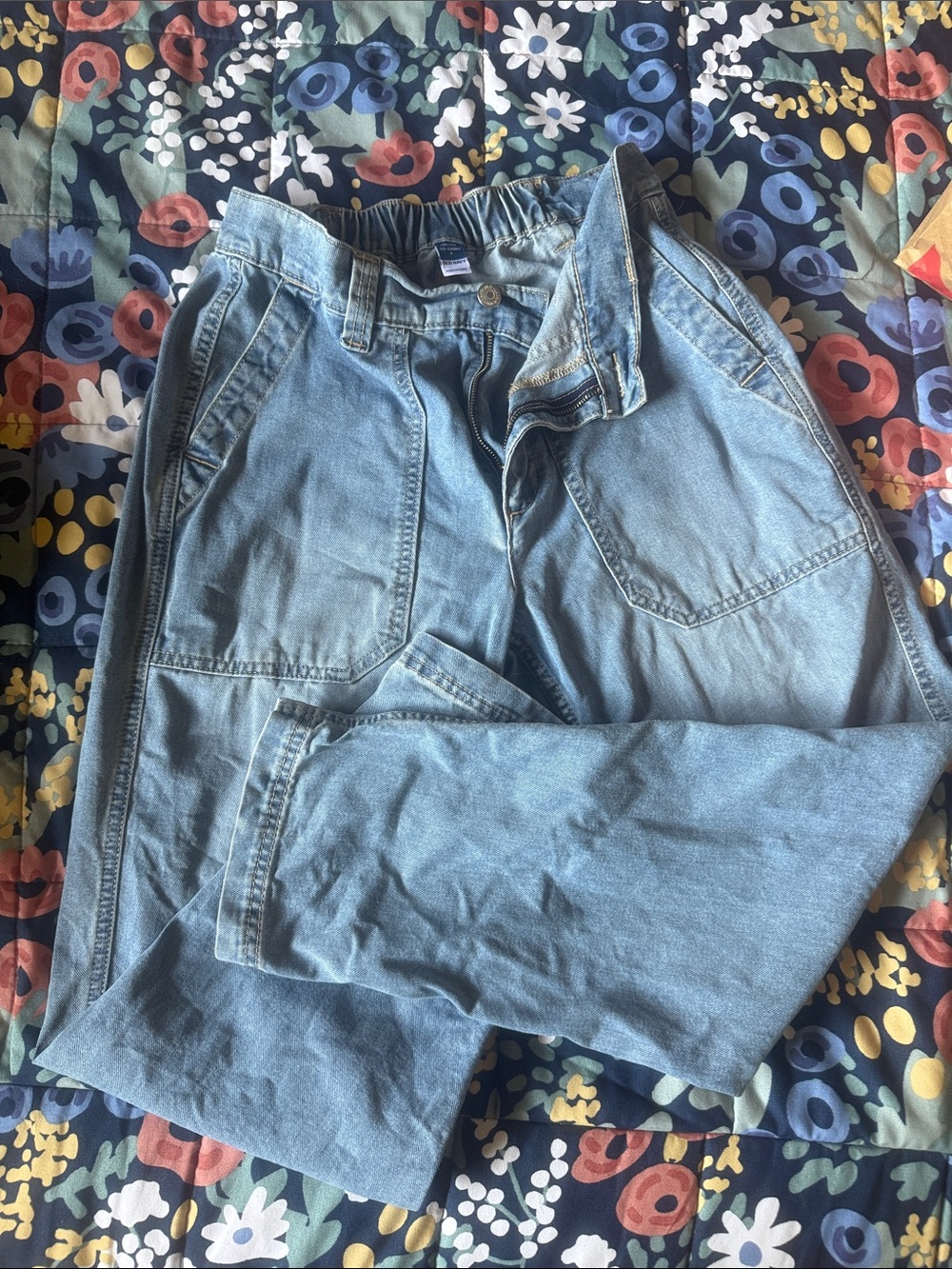 Old Navy Light Blue Cargo Denim Pants High Rise OG Chino